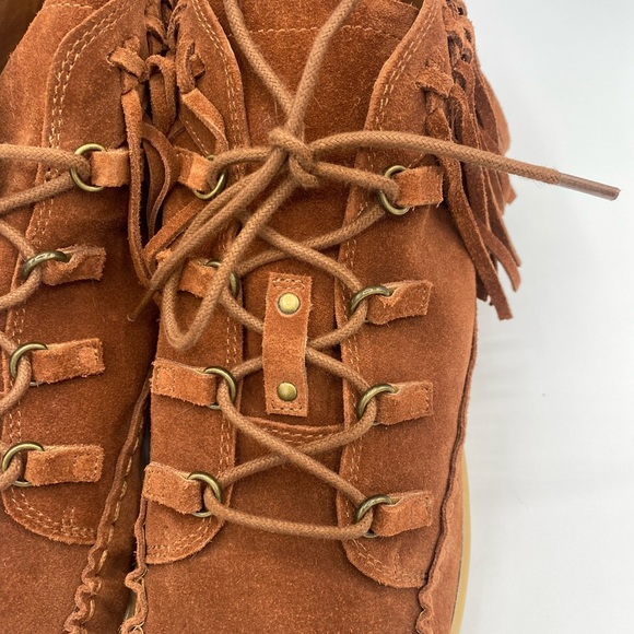 Zodiac Vera Leather Saddle Brown Fringe Boho Suede Moccasin Boots NWOT Size 8.5 - Picture 13 of 16